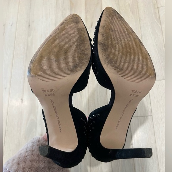 French Connection Pointed Pumps Black Studded Suede Women’s Heels 36.5 - Picture 6 of 6